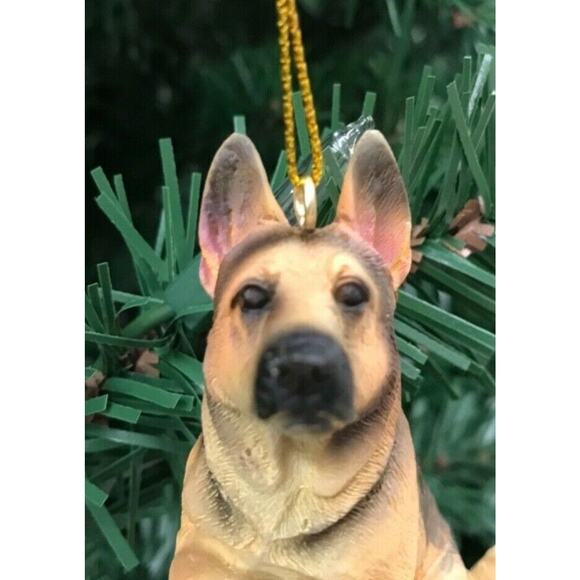 German Shepard Dog Ornament Christmas Tree Tan and Black Raised Paw - Picture 3 of 6